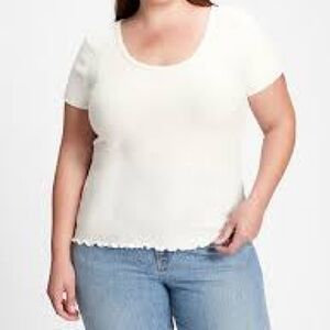 NWT Full Circle Trends White Ribbed T-Shirt Plus Size 1X 🤍